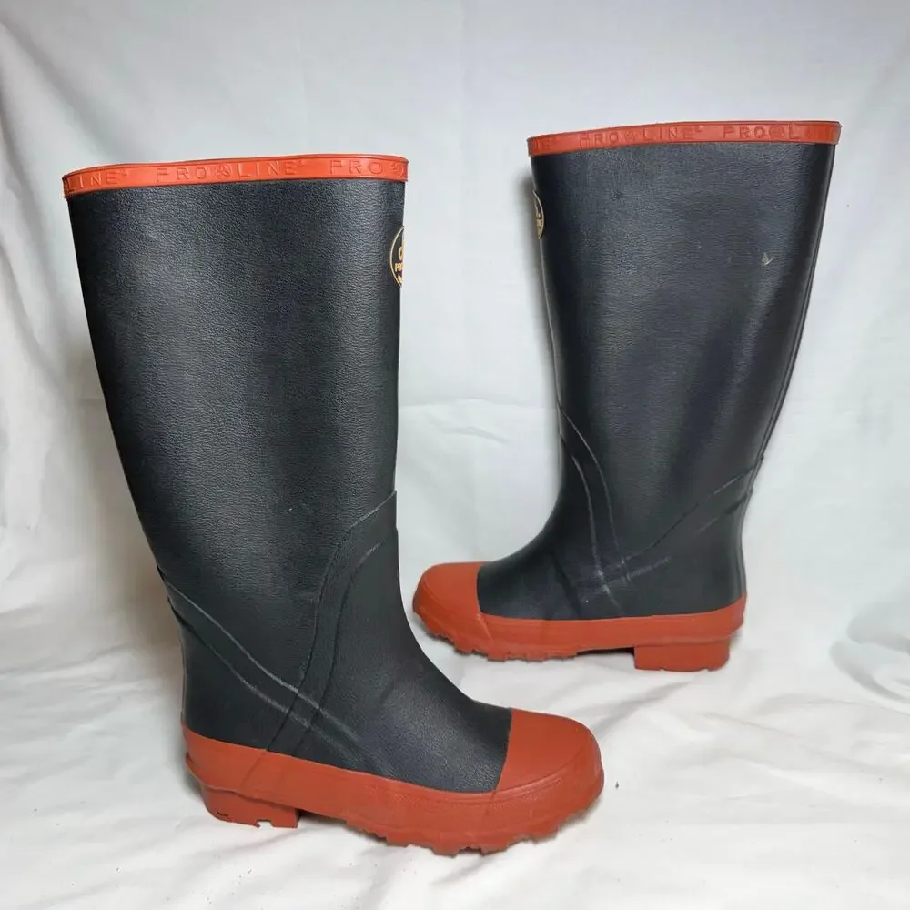Mens Unisex Size 3 Pro Line Waterproof Boots Black Red Rust Color Rain Boots